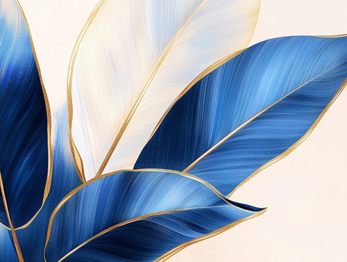Blue Gold Leaves Design