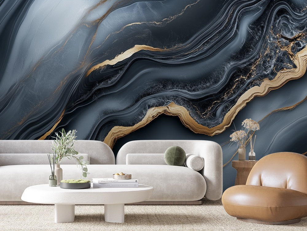 Fluid Dark Marble Lines