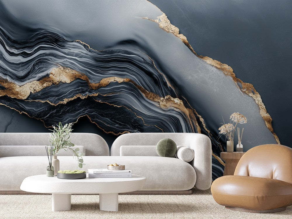 Elegant Grey Gold Marble