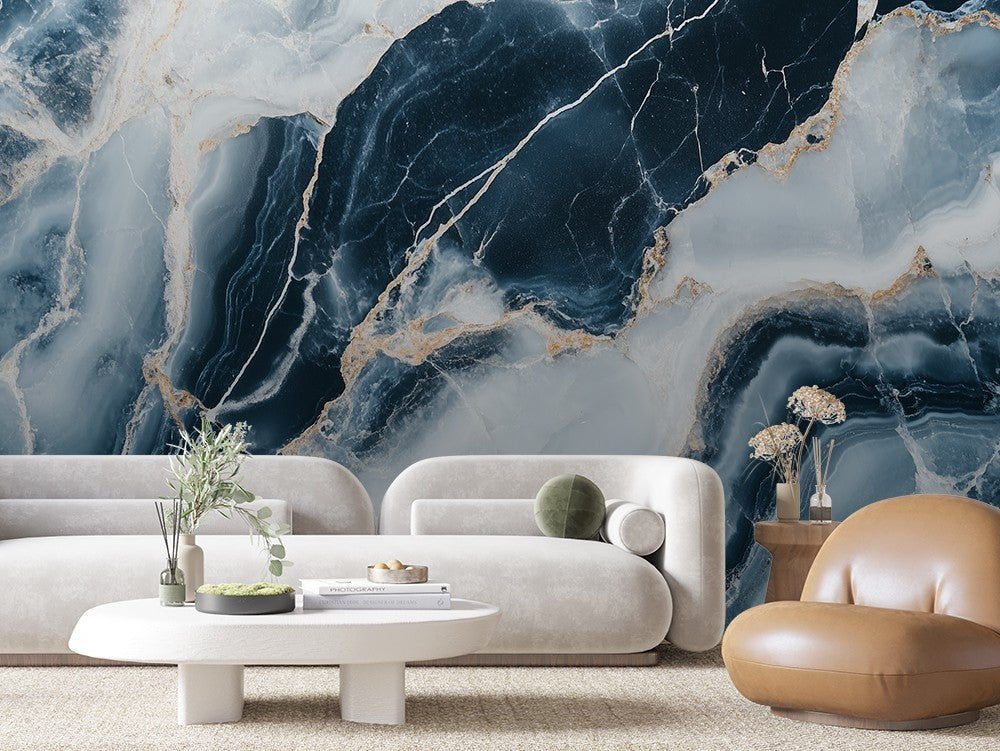 Blue Stone Marble Veins
