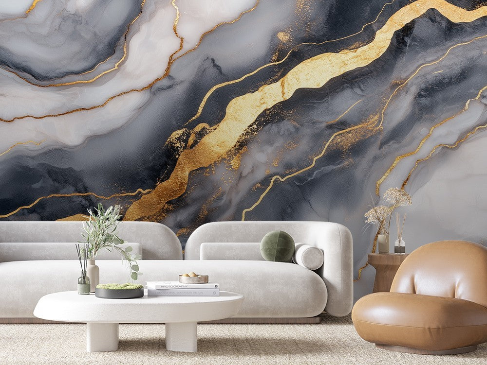 Grey Gold Contrast Marble