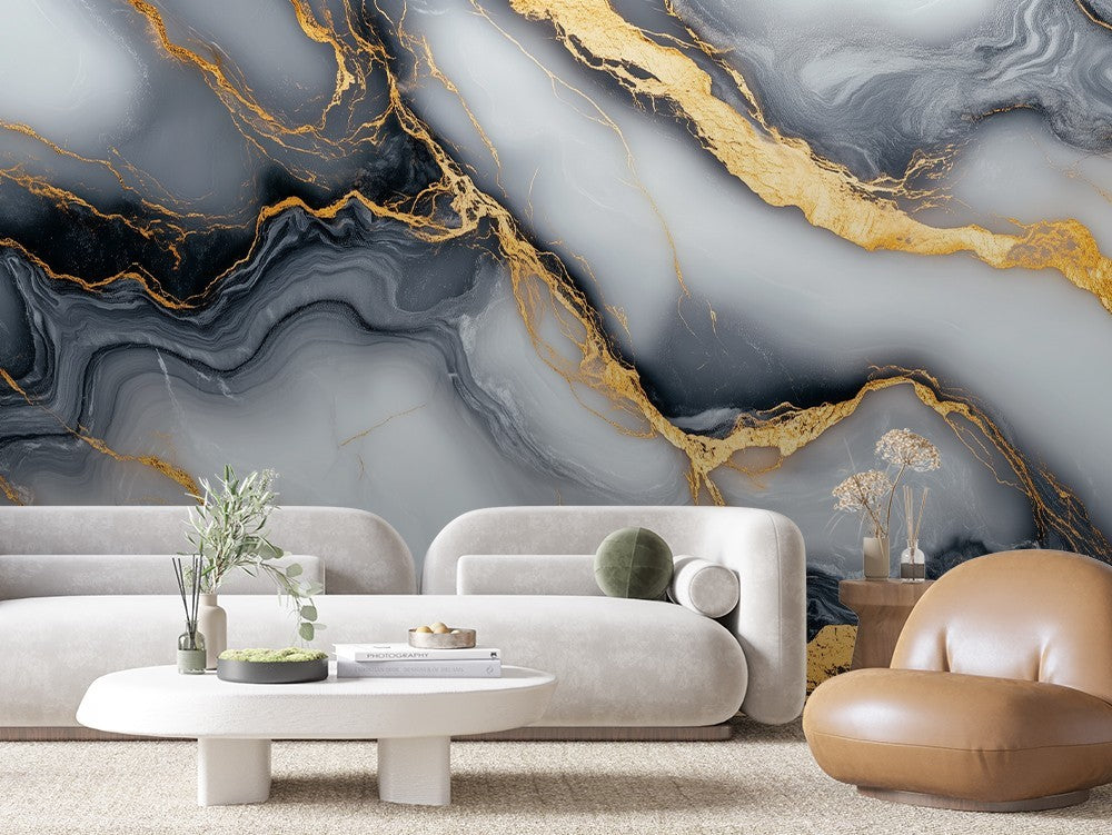 White Gold Marble Flow