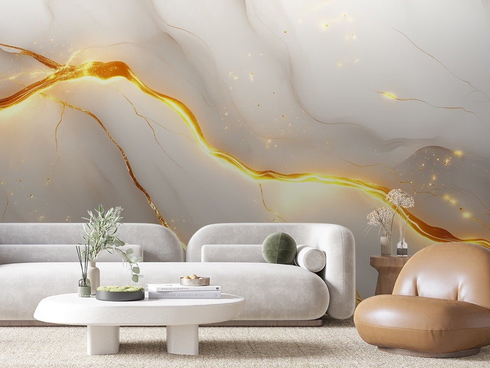 Minimal Gold Marble Wave