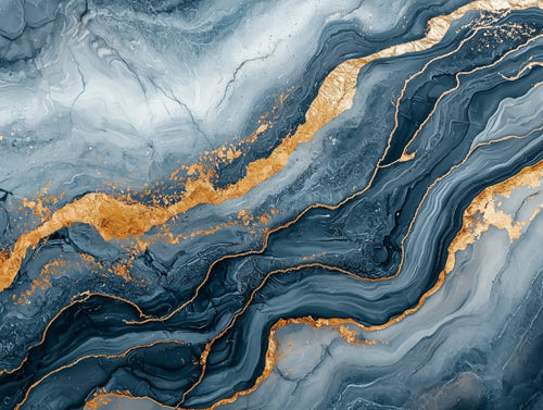 Blue Grey Marble Gold