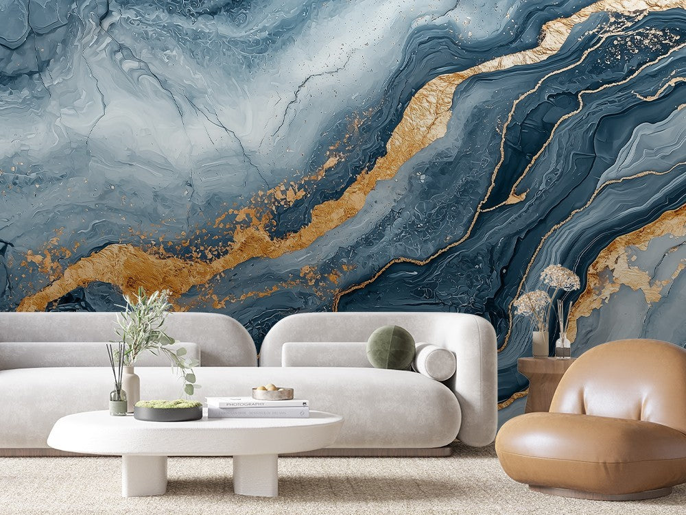 Blue Grey Marble Gold