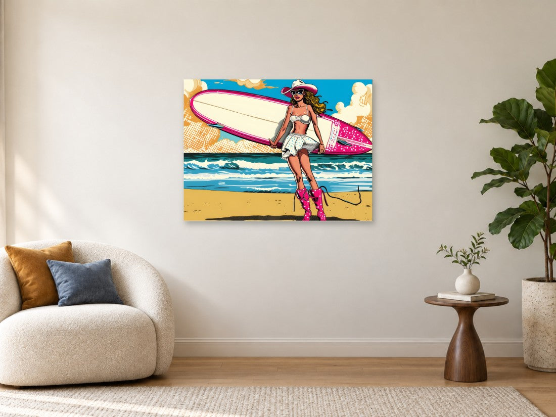 Surferica s ružičastim šeširom