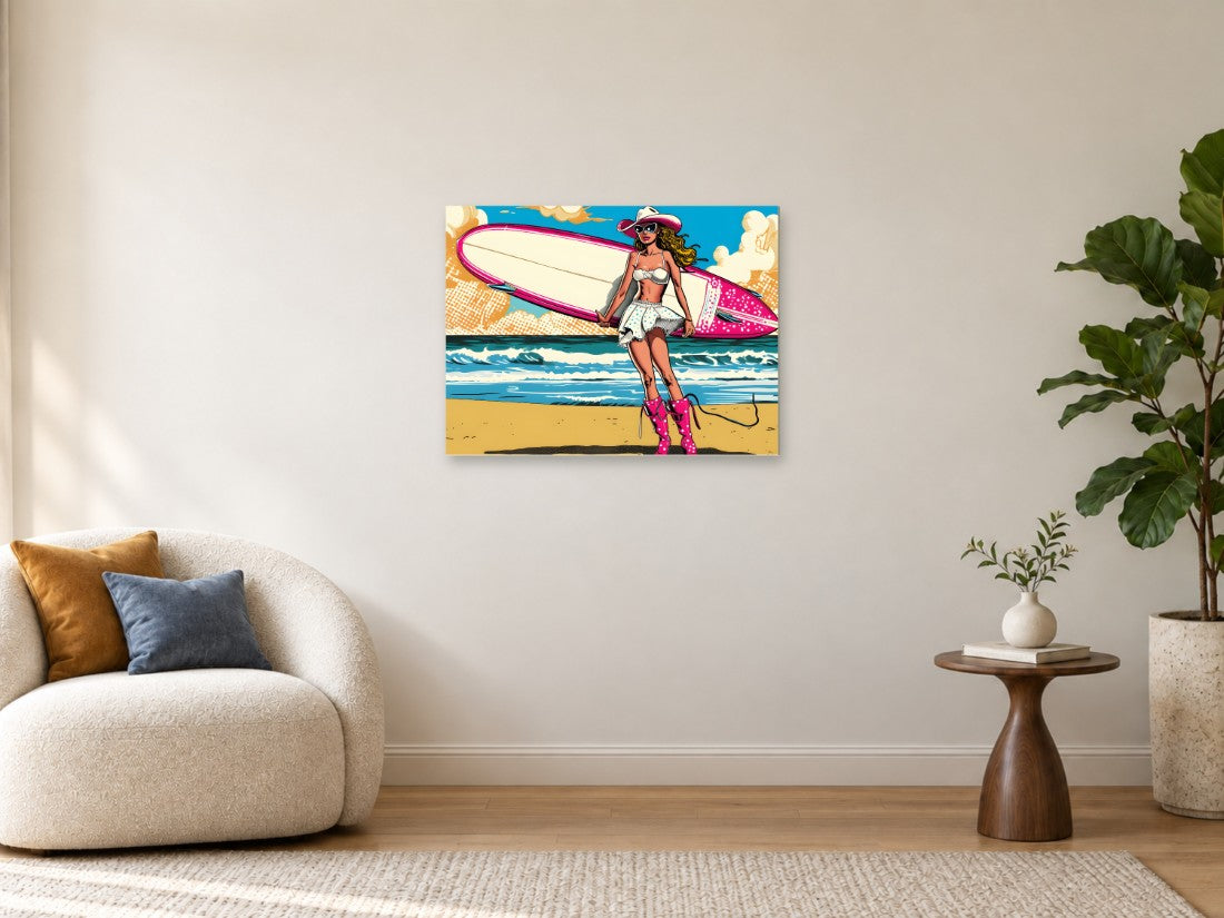 Surferica s ružičastim šeširom
