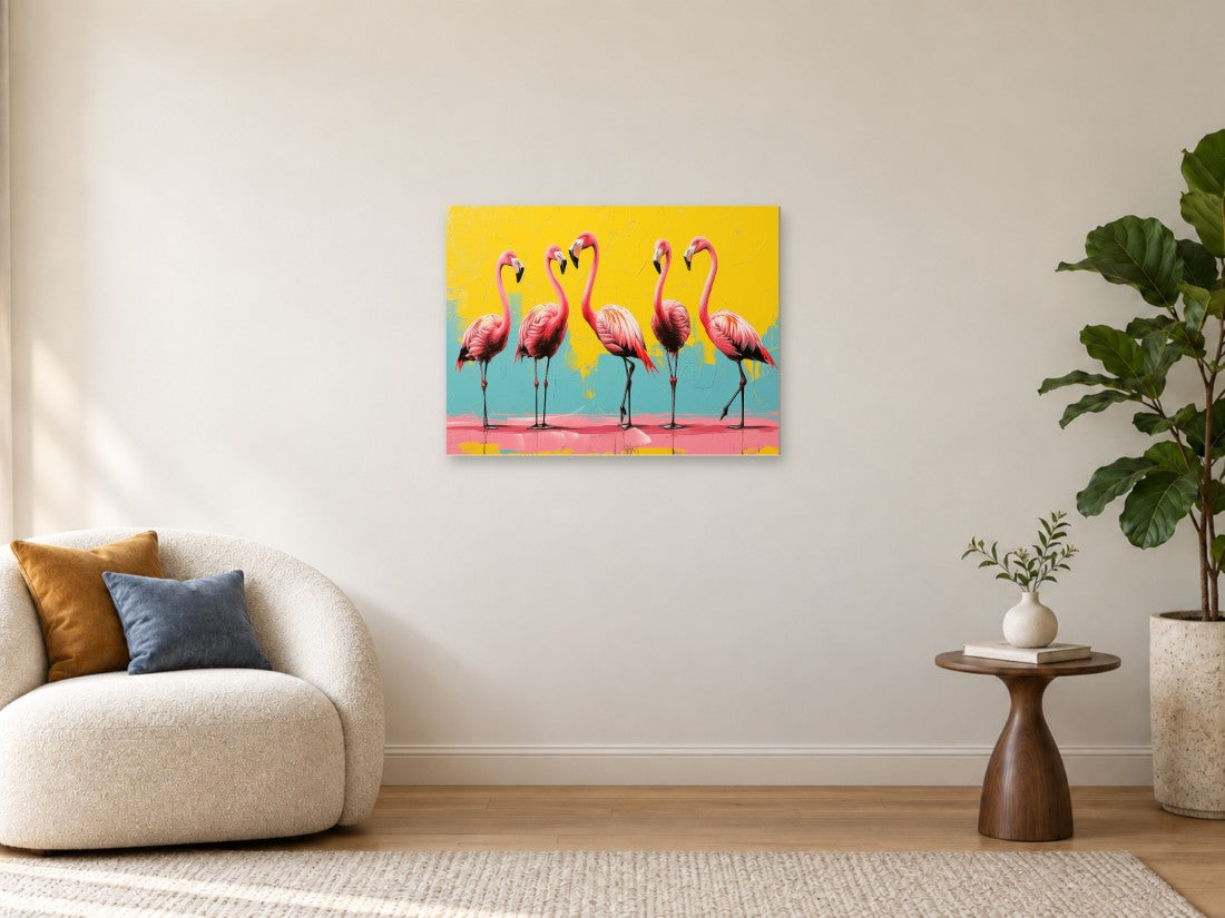 Flamingosi na žutoj pozornici