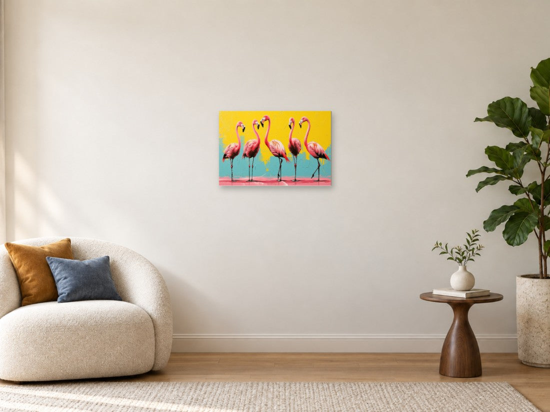 Flamingosi na žutoj pozornici