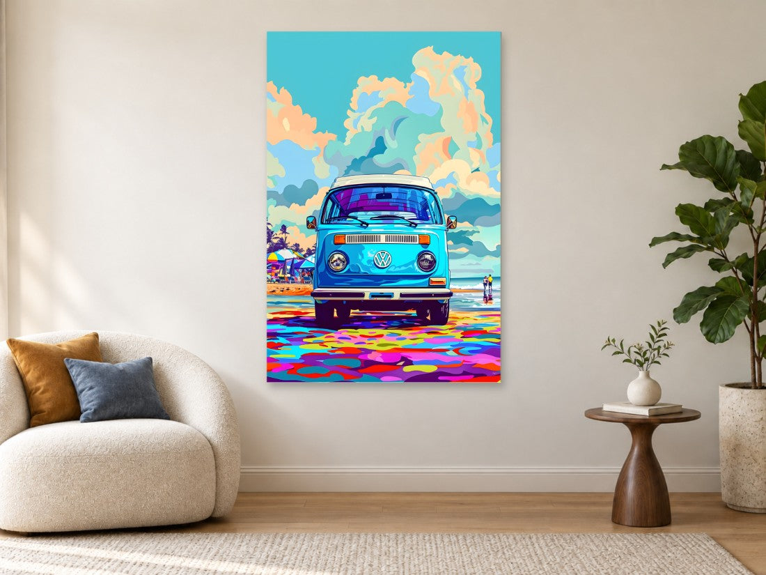 Plavi kombi na šarenoj obali