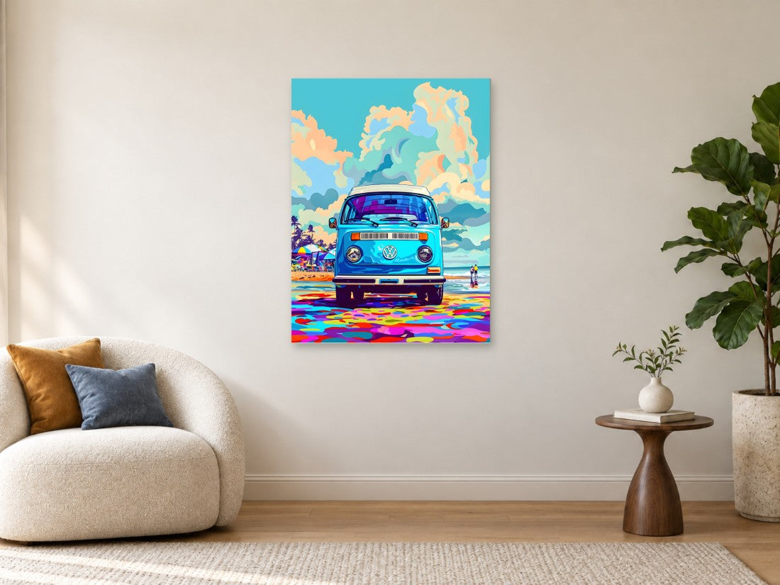 Plavi kombi na šarenoj obali