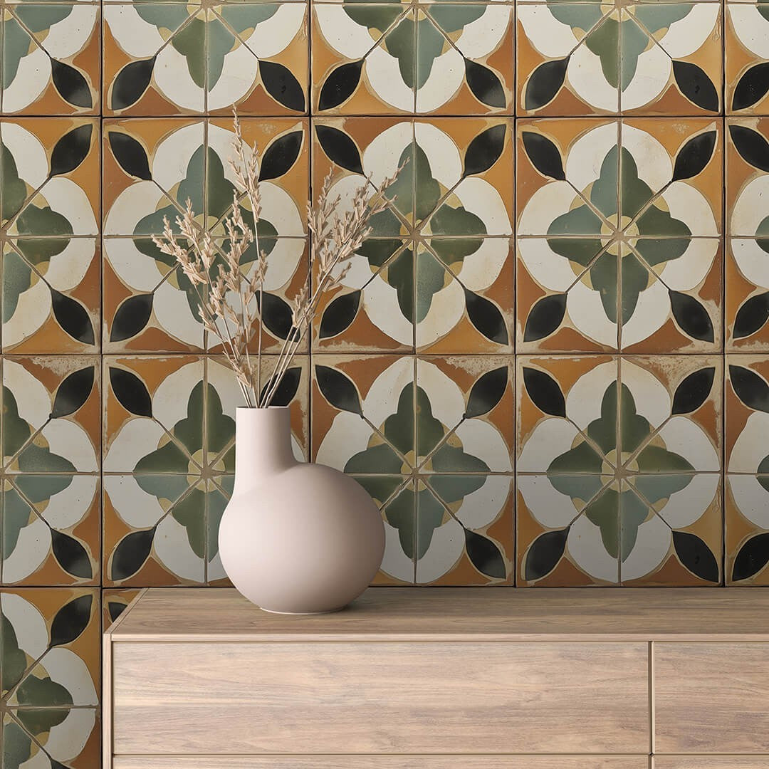 Earth Tone Flower Tile