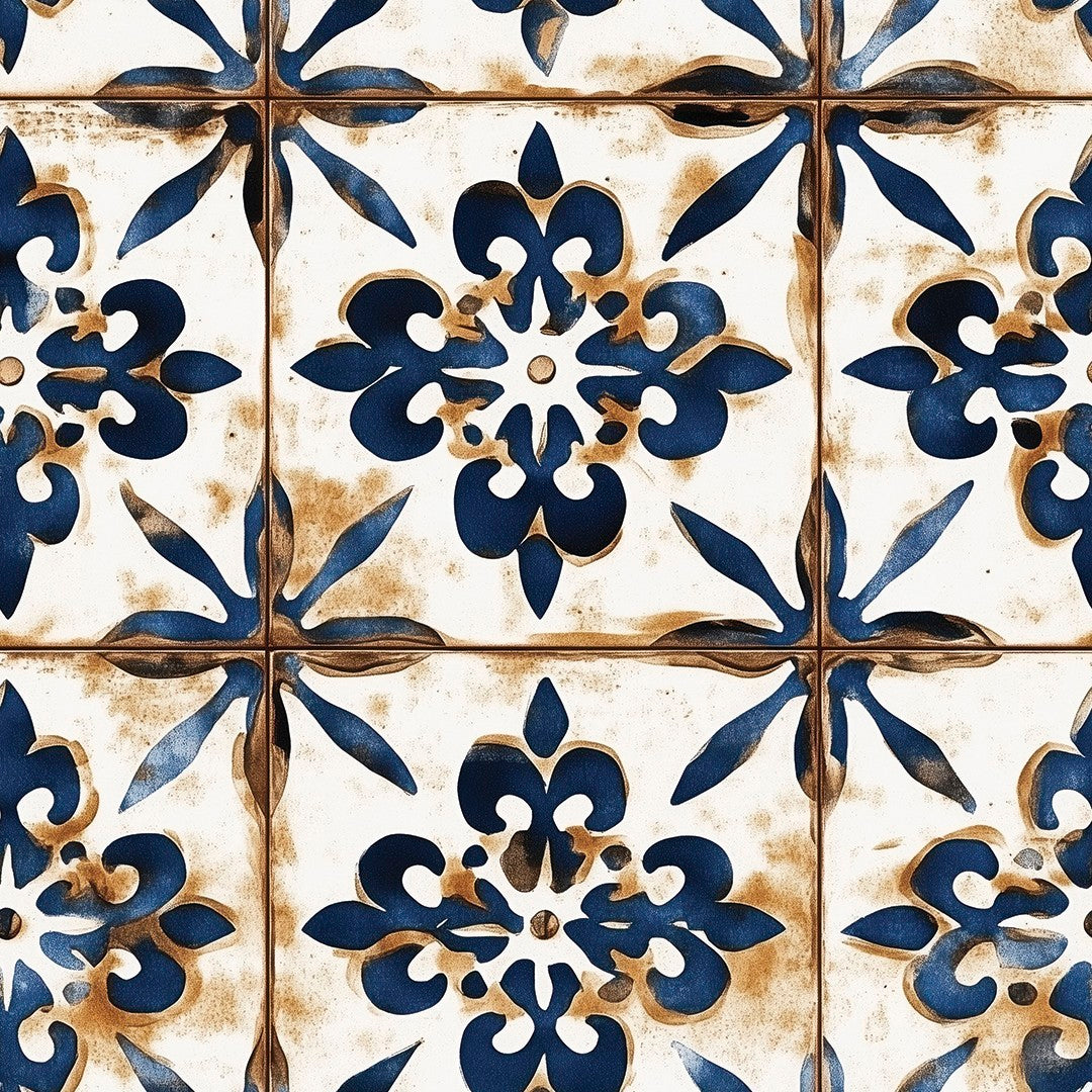 Blue Floral Ornament Tile