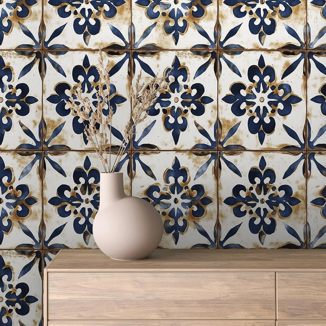 Blue Floral Ornament Tile