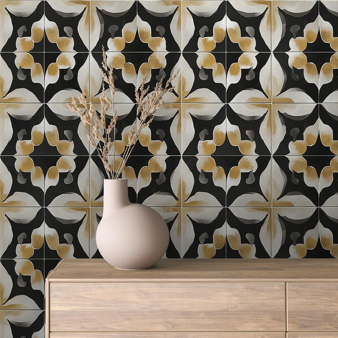 Vintage Black Pattern Tile