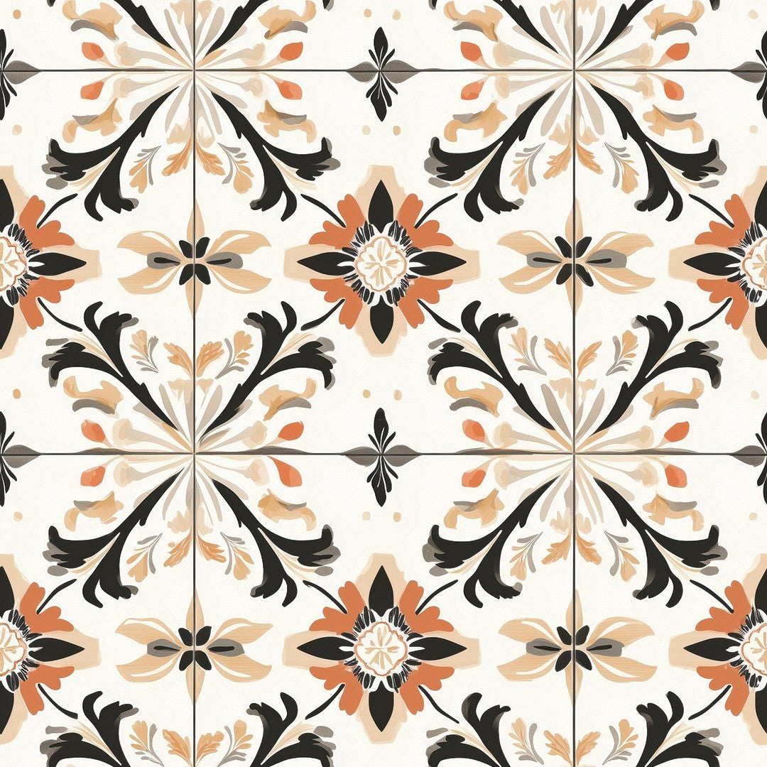 Retro Floral Pattern Tile