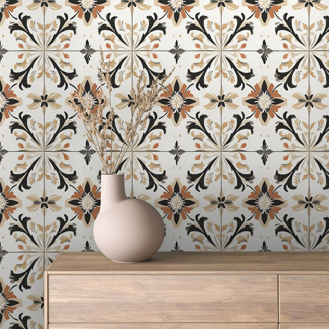 Retro Floral Pattern Tile
