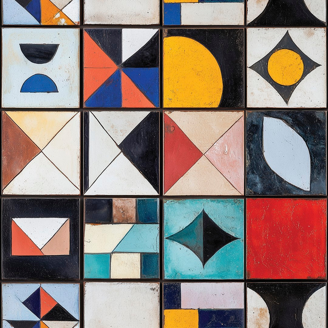 Retro Geometric Squares Tile