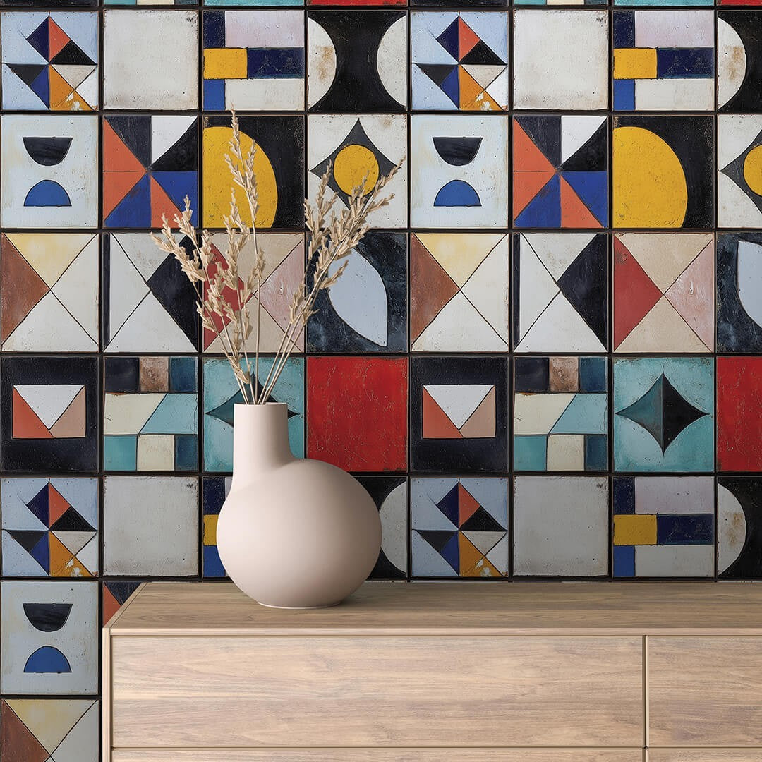 Retro Geometric Squares Tile